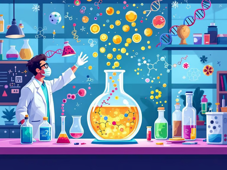 Graphic image of a lab depicting the basics of polymer synthesis processes.